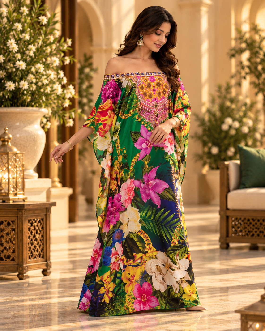 Chic Off-Shoulder Kaftan Dress