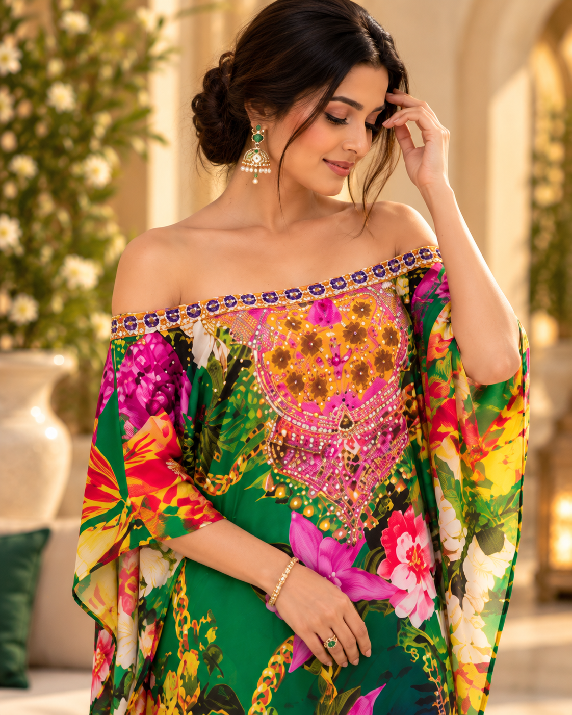 Chic Off-Shoulder Kaftan Dress