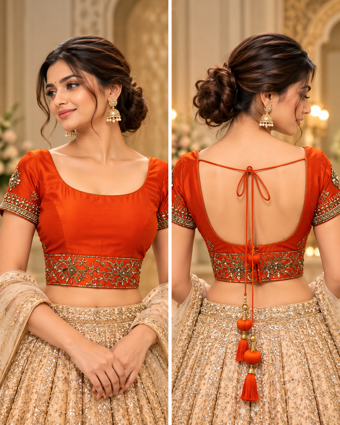 Red Georggete Embroidered Blouse