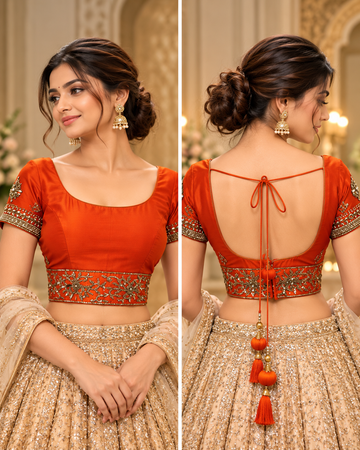 Red Georggete Embroidered Blouse