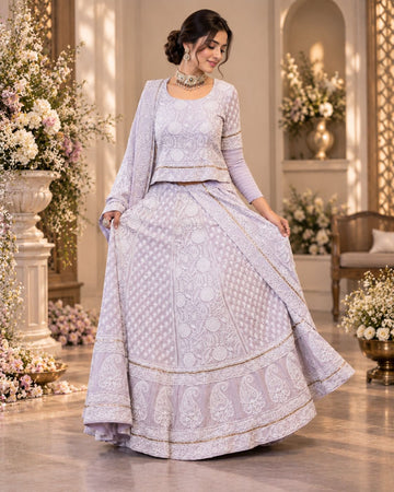 Lucknow Hand Embroidered Georgette Lehenga