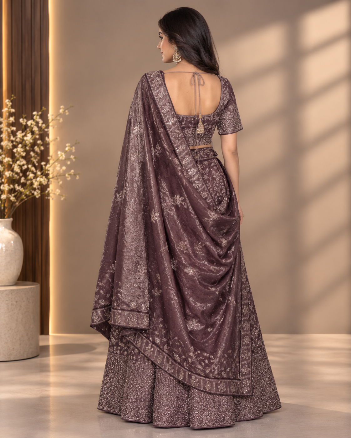 Embroidered Purple Lehenga Set