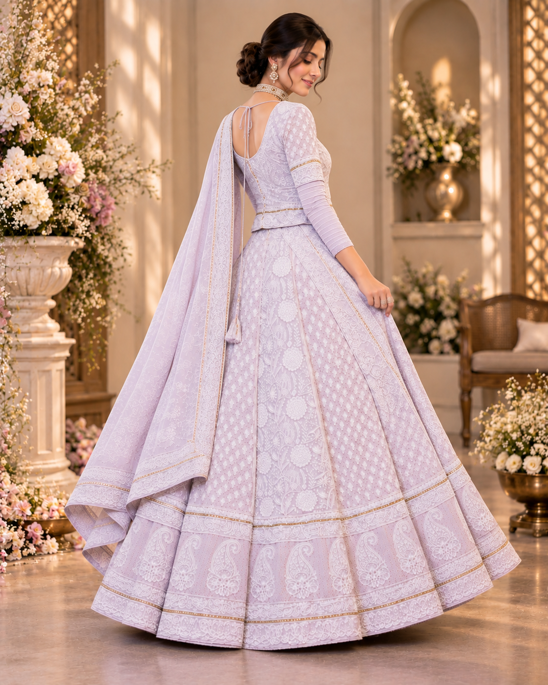 Lucknow Hand Embroidered Georgette Lehenga