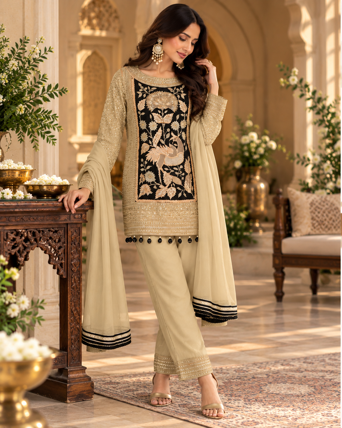 Viscose Tissue Embroidered Shirt Set