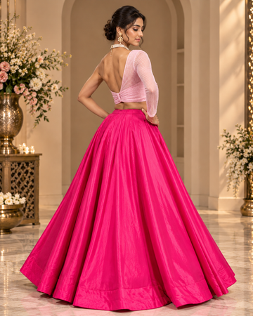 Raw Silk Flared Lehenga Set