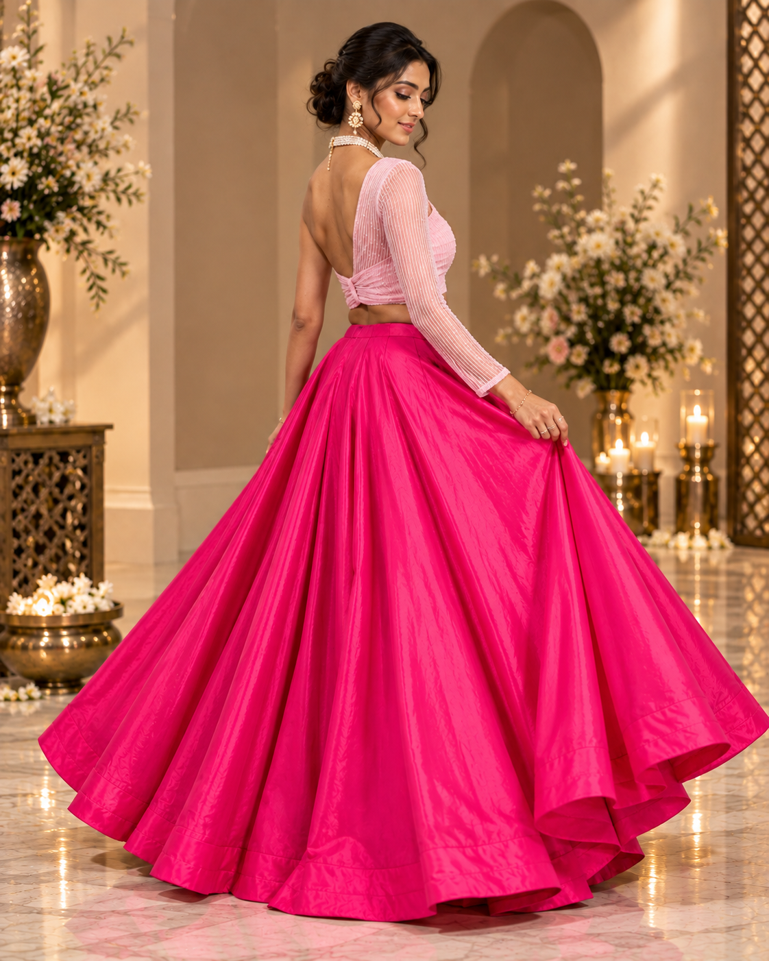 Raw Silk Flared Lehenga Set