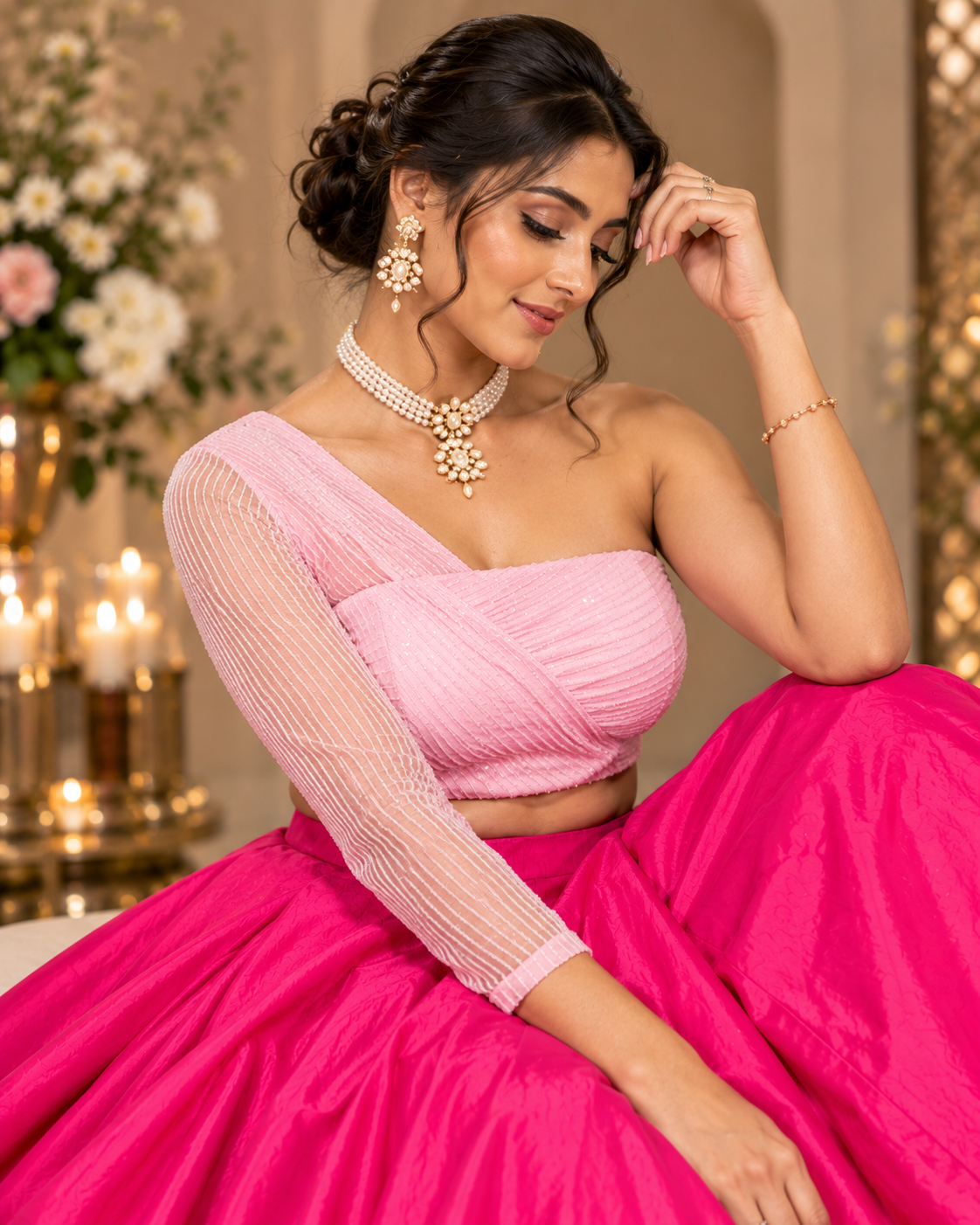 Raw Silk Flared Lehenga Set
