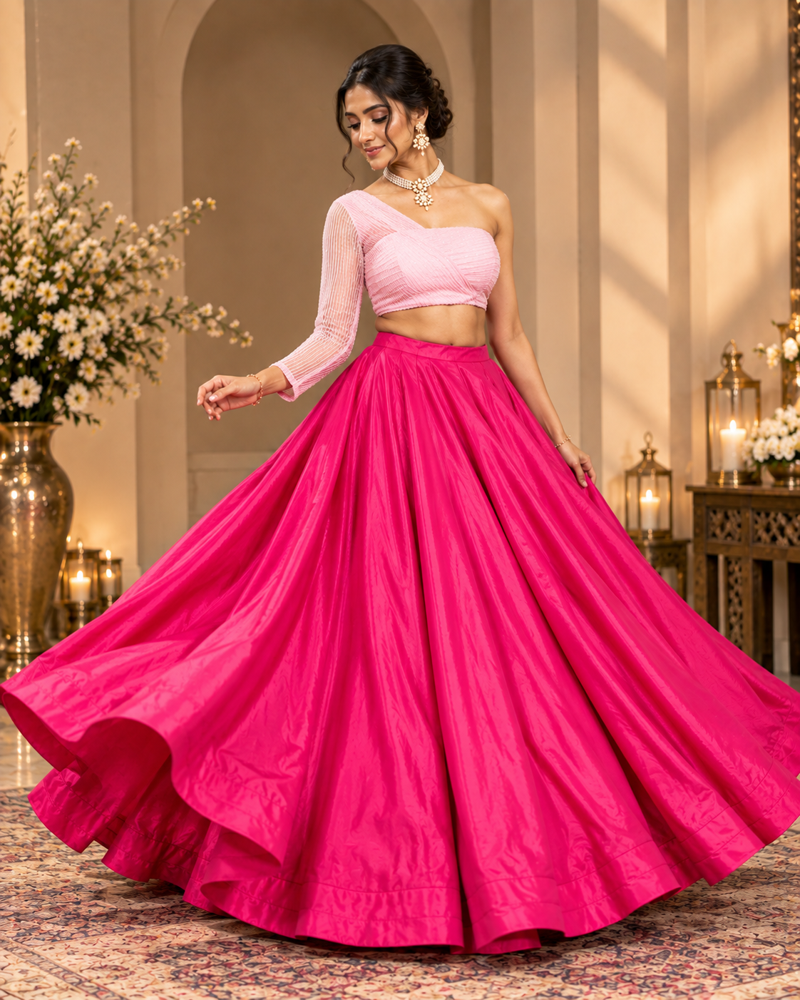 Raw Silk Flared Lehenga Set