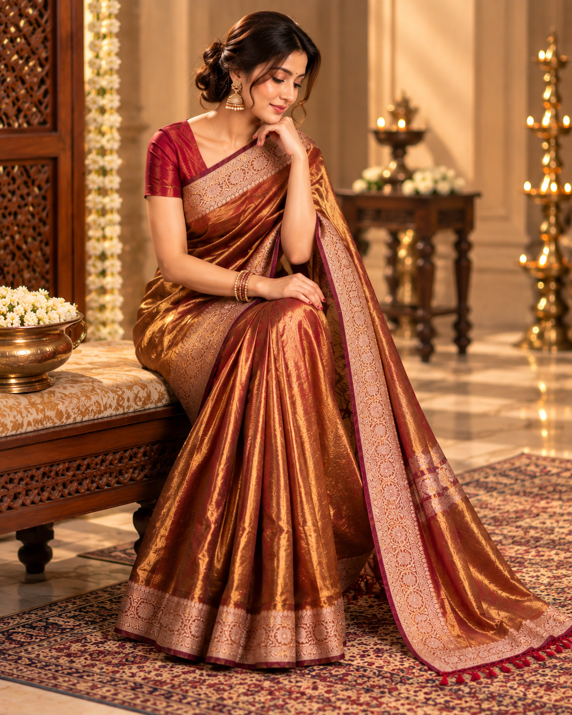 Maroon Tissue Saree