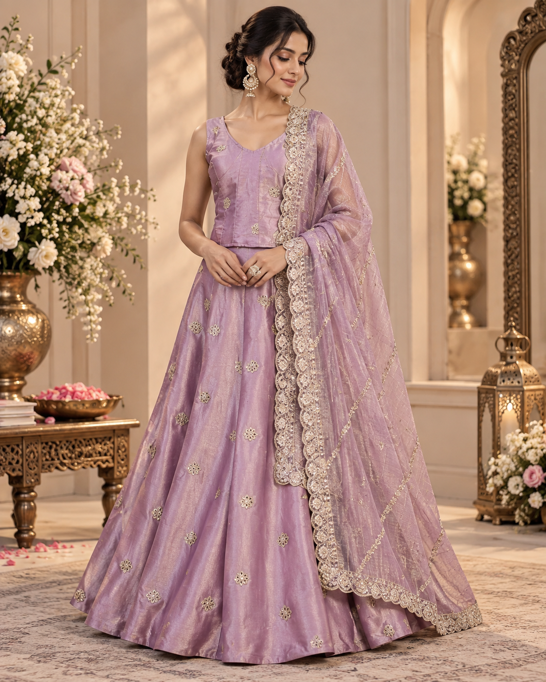 Exquisite Tissue Crepe Lehenga Set