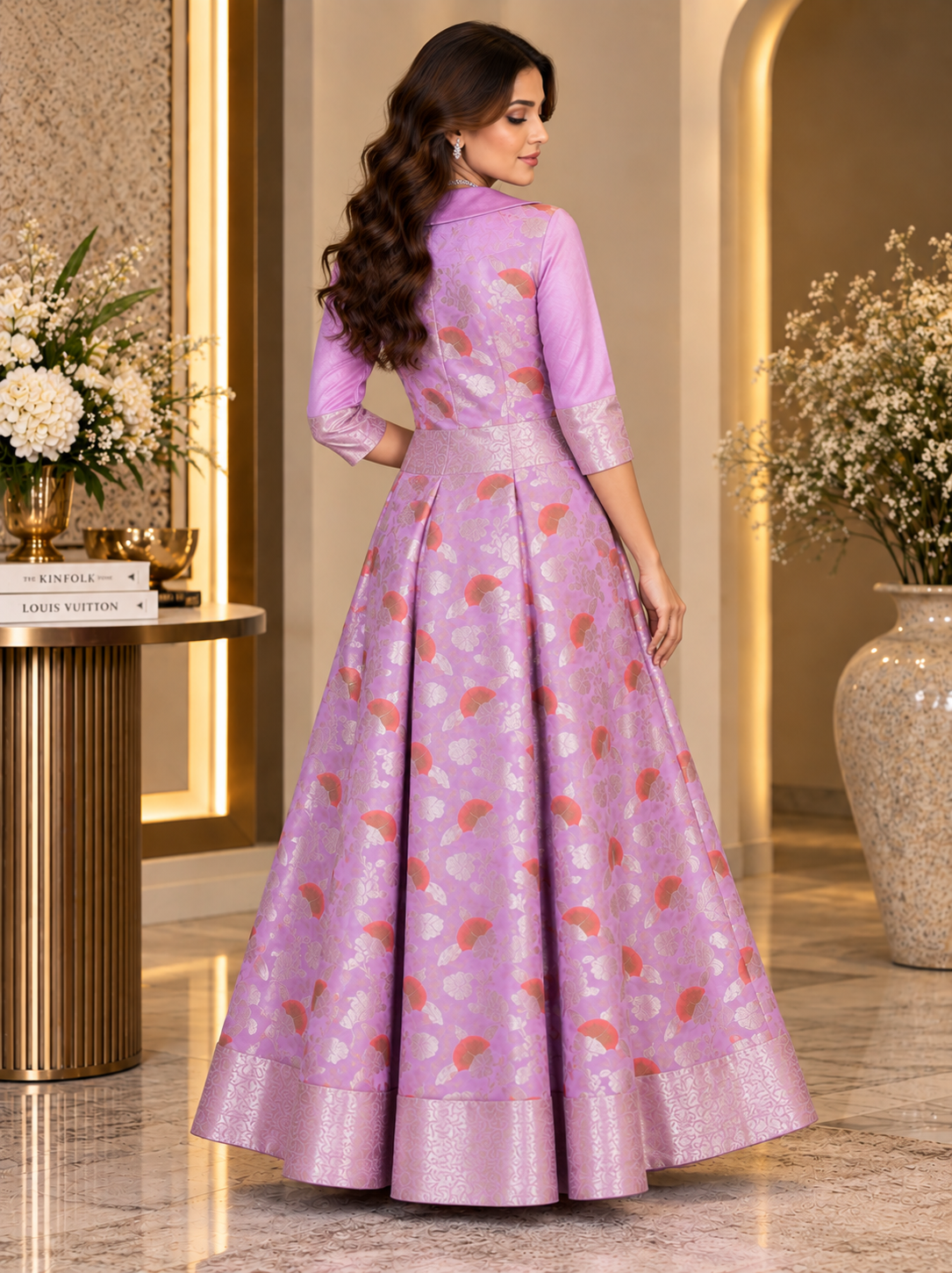 Lavender Banarasi Silk Dress