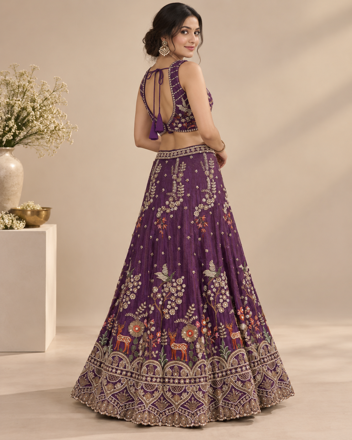 Silk Tissue Pearl and Sequin Embroidered Lehenga Set