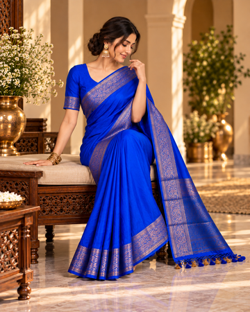 Soft Blue Katan Silk Saree
