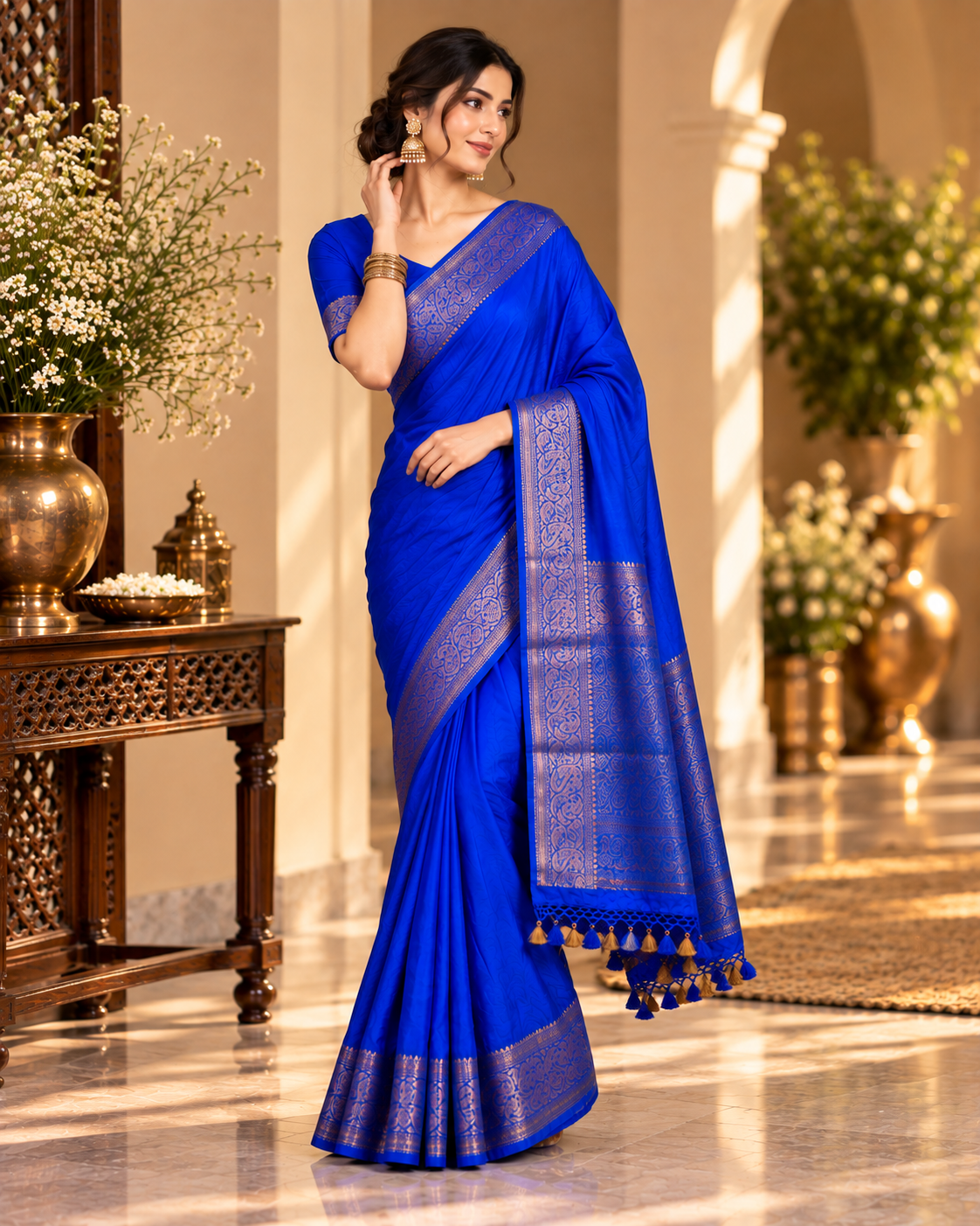 Soft Blue Katan Silk Saree