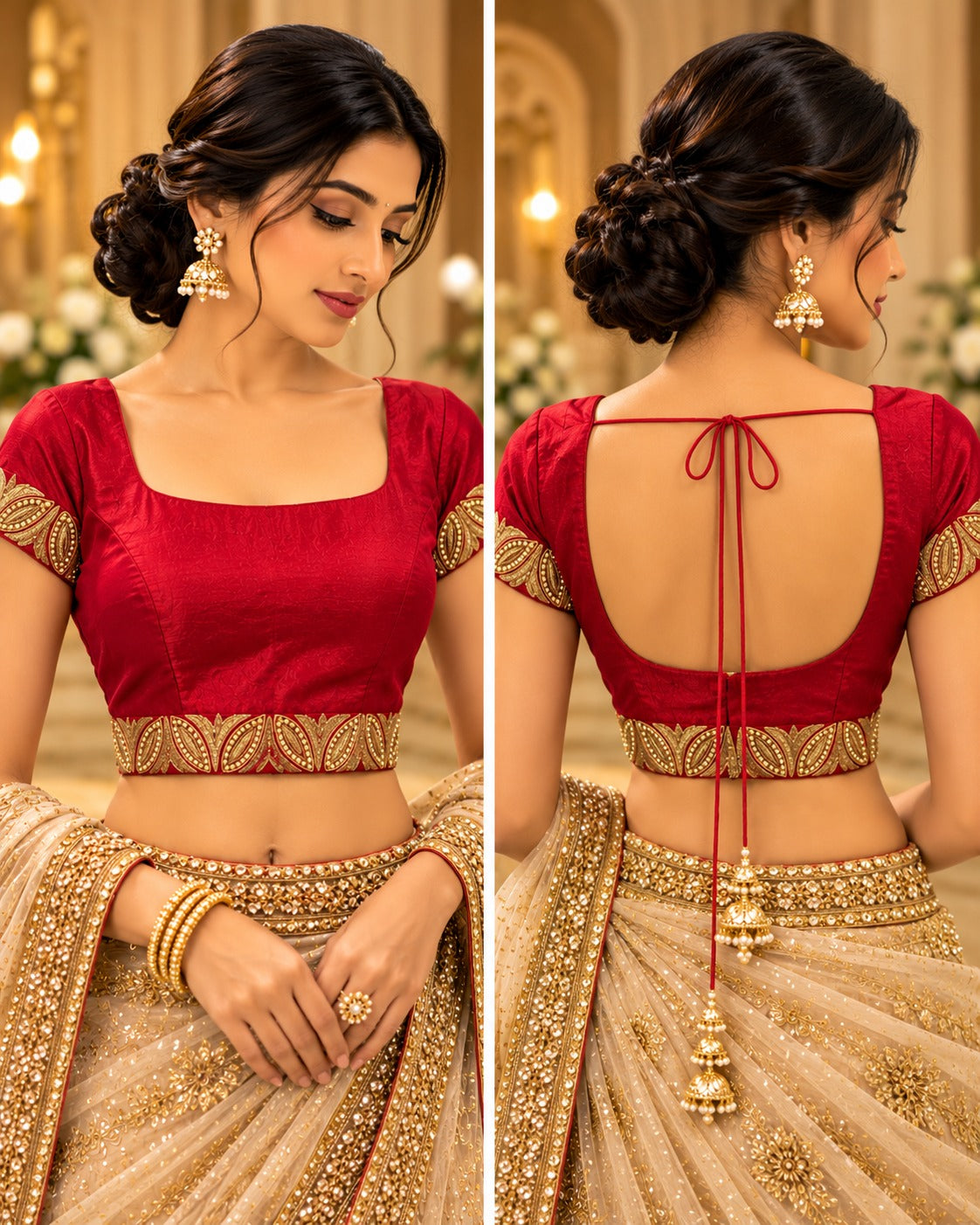 Red Embroidered Blouse