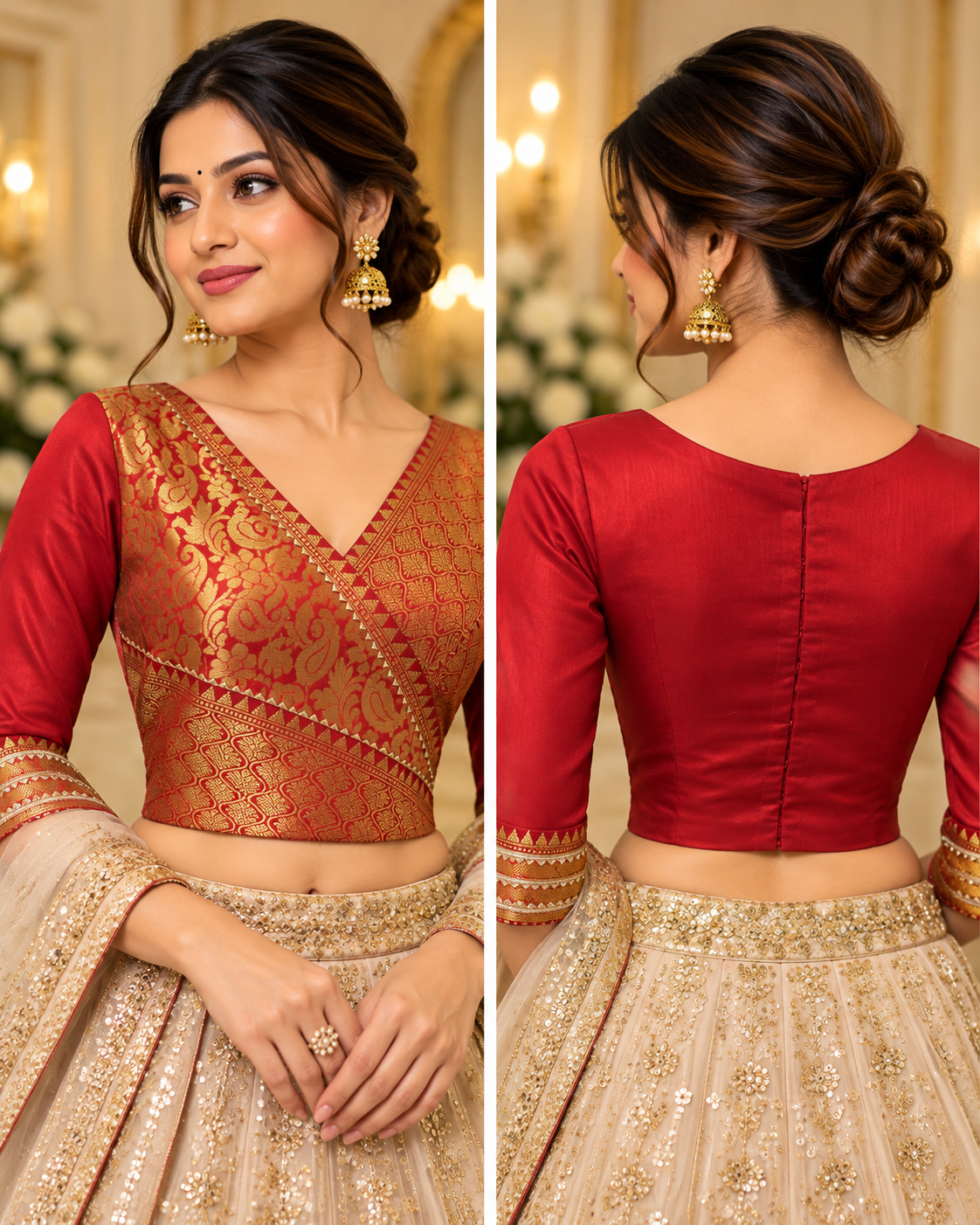 Brocade Red Blouse