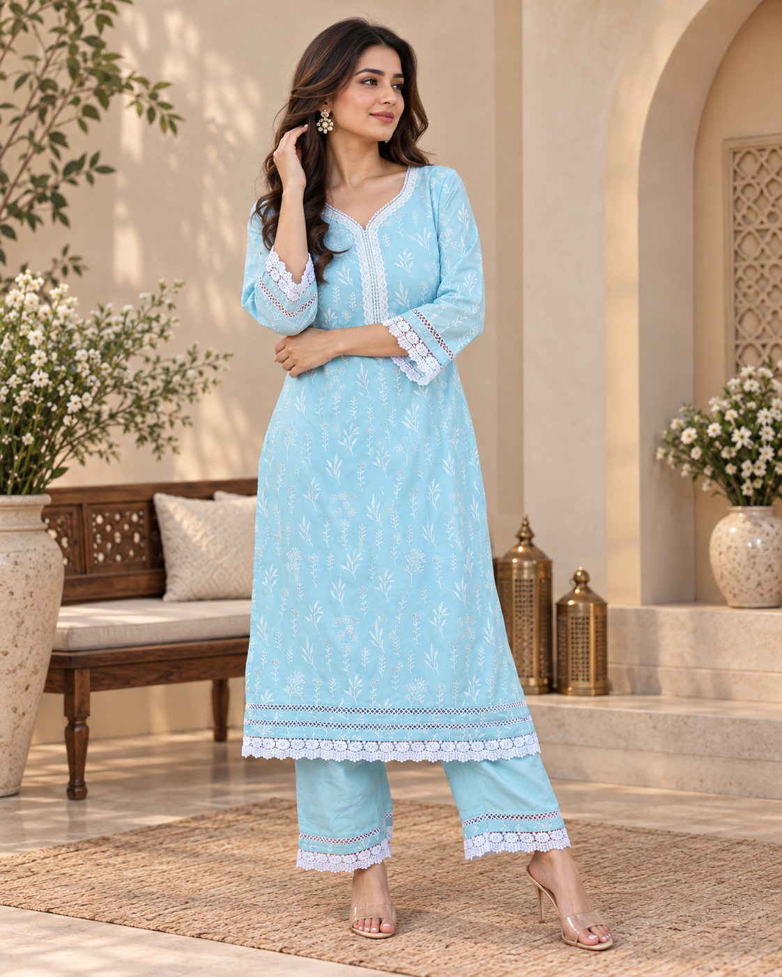 "Blue Embroidered Suit "