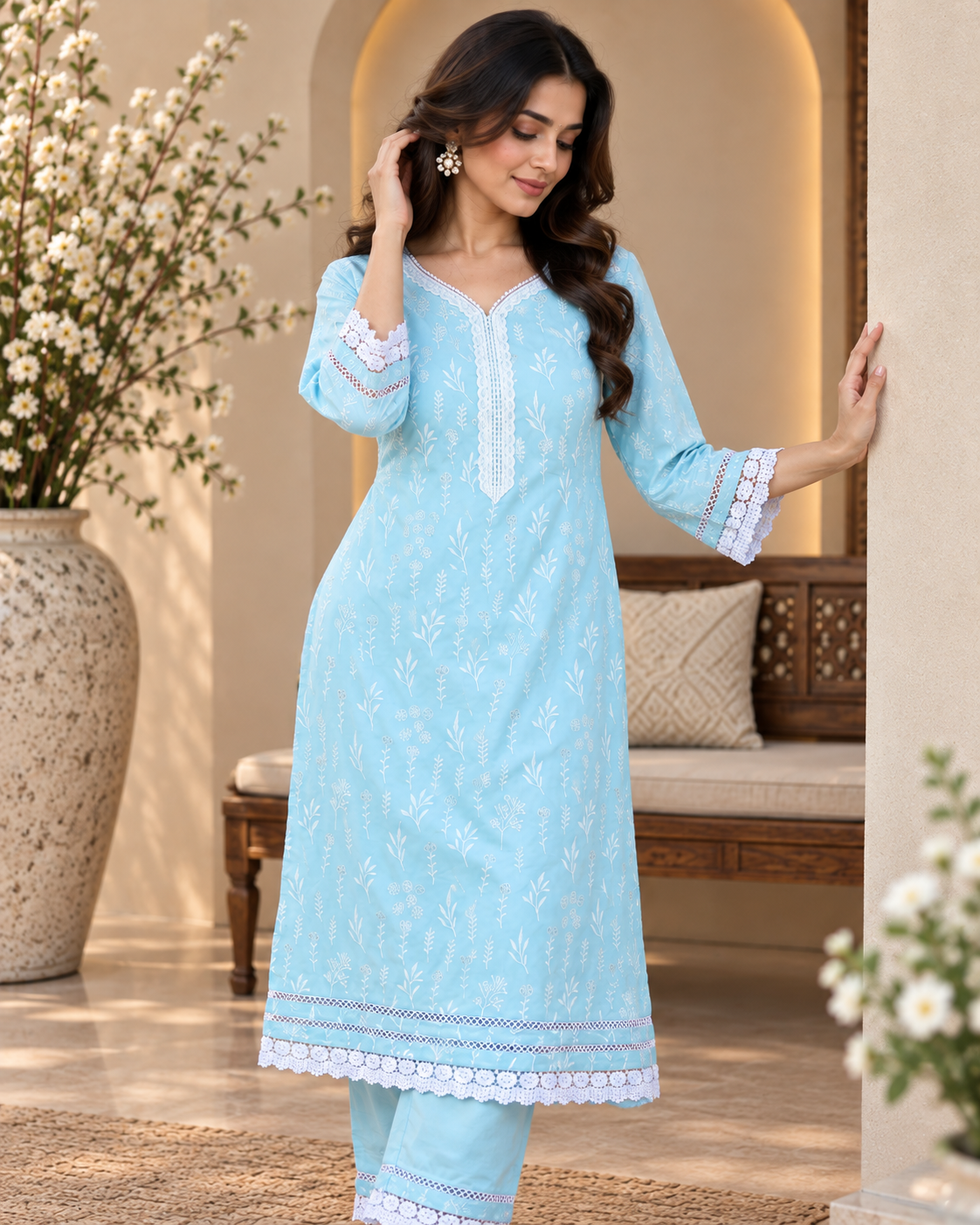"Blue Embroidered Suit "