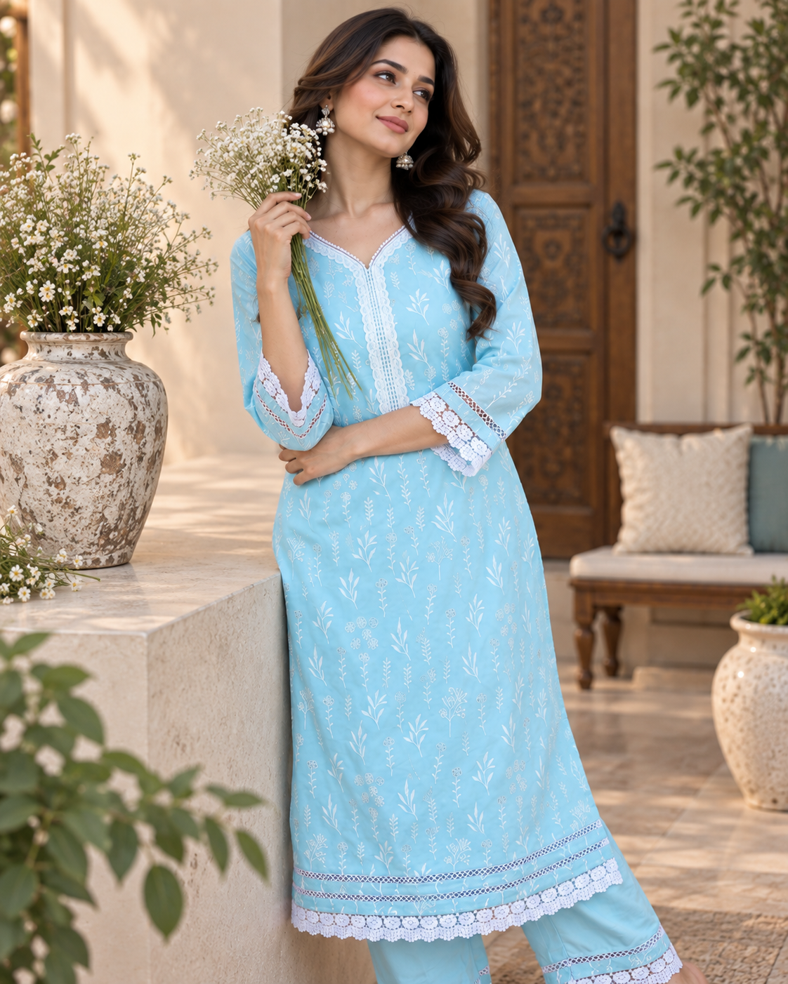 "Blue Embroidered Suit "