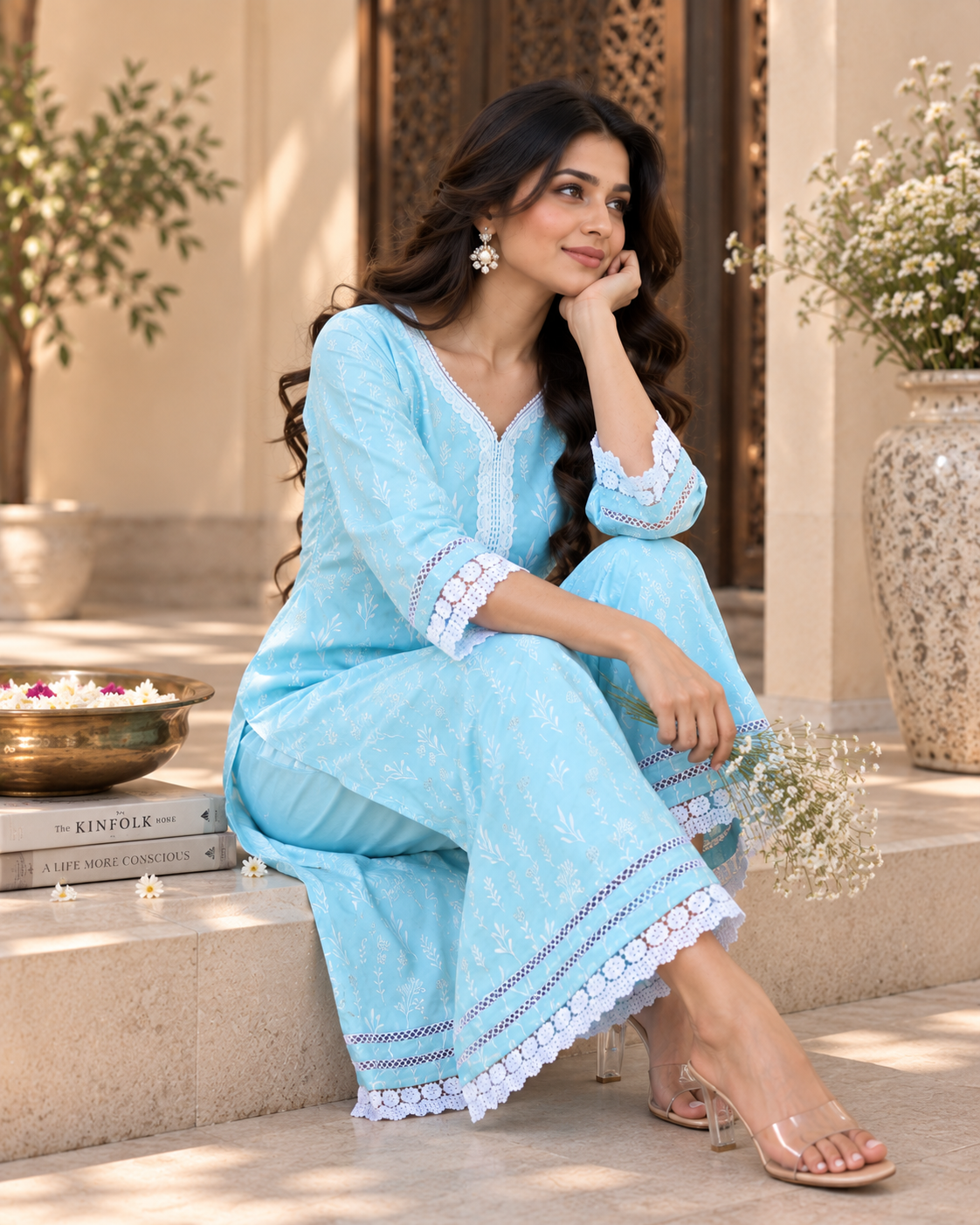 "Blue Embroidered Suit "
