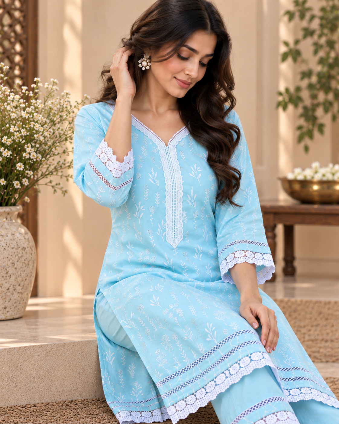"Blue Embroidered Suit "