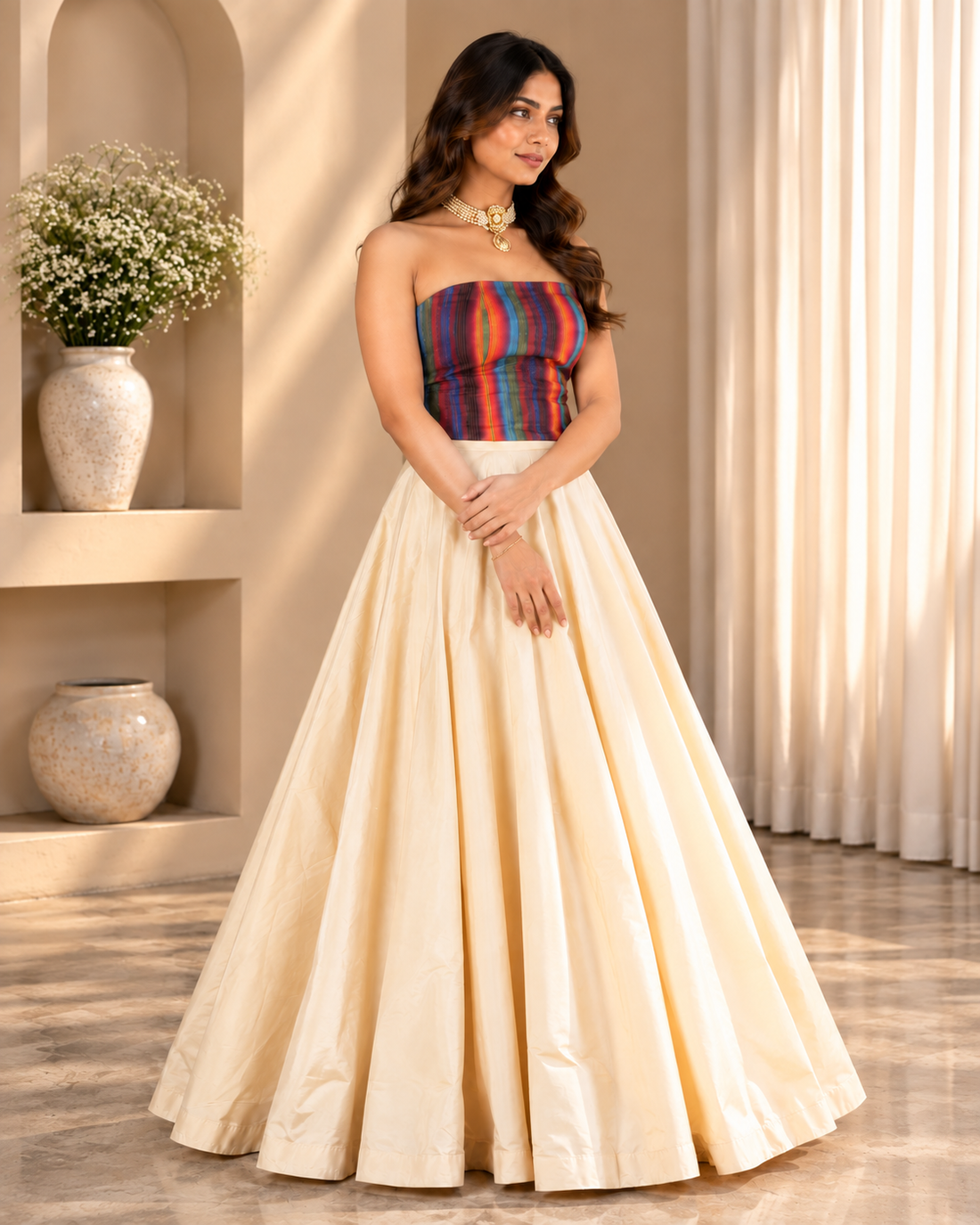 Printed Corset Silk Lehenga