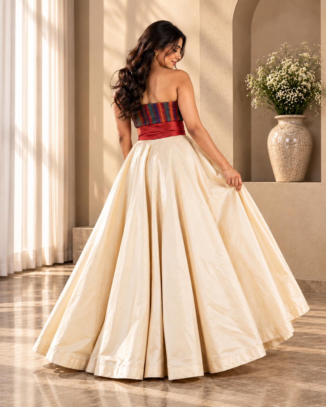 Printed Corset Silk Lehenga
