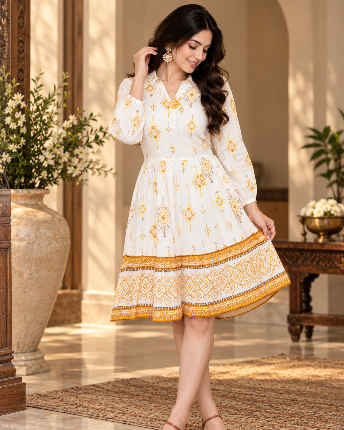 Elegant Cotton Printed Dress