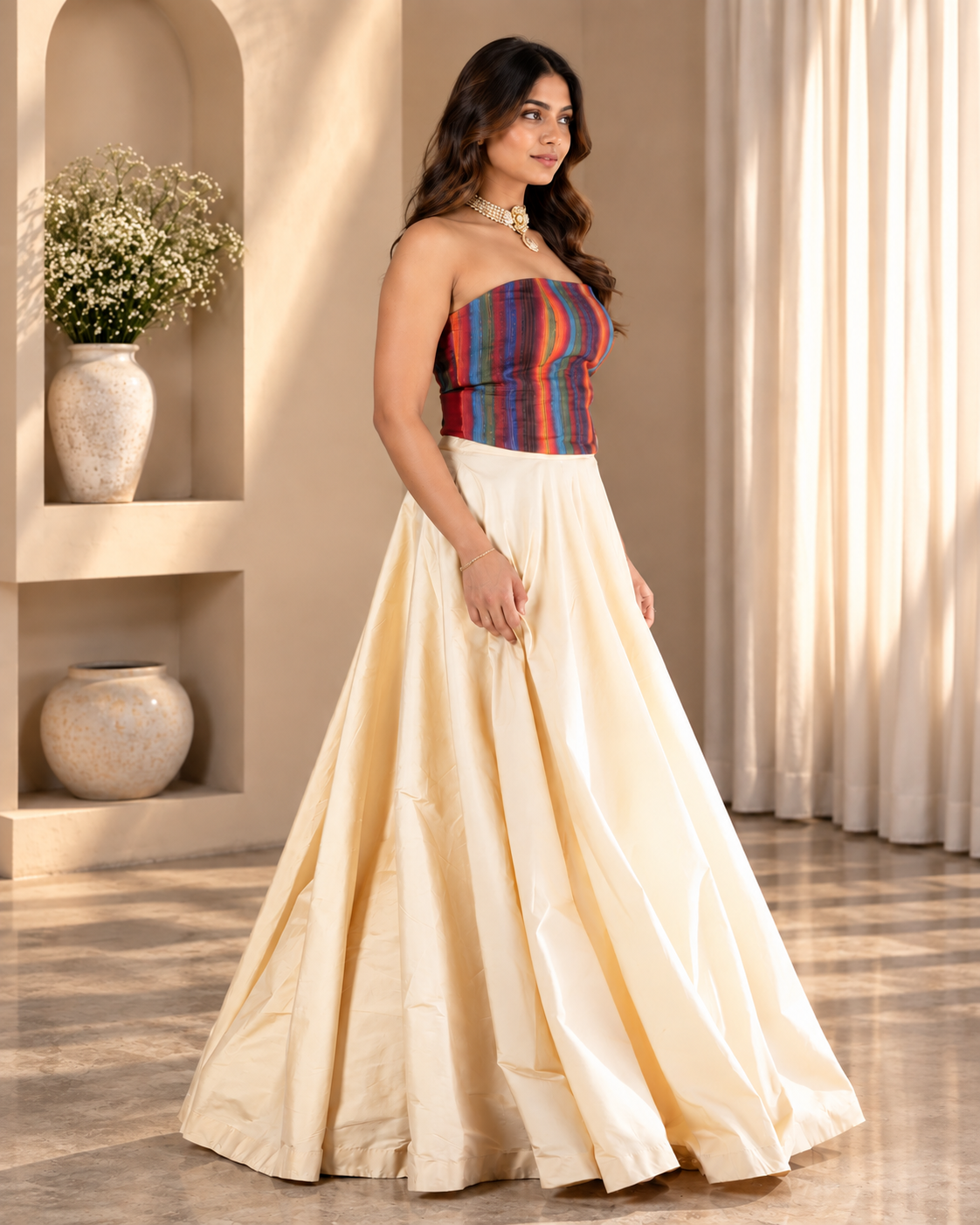 Printed Corset Silk Lehenga