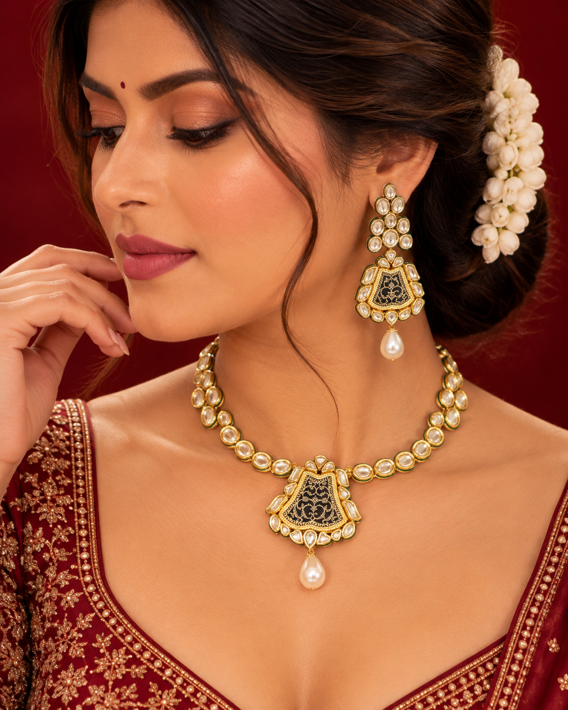 Traditional Kundan Meenakari Jewellery
