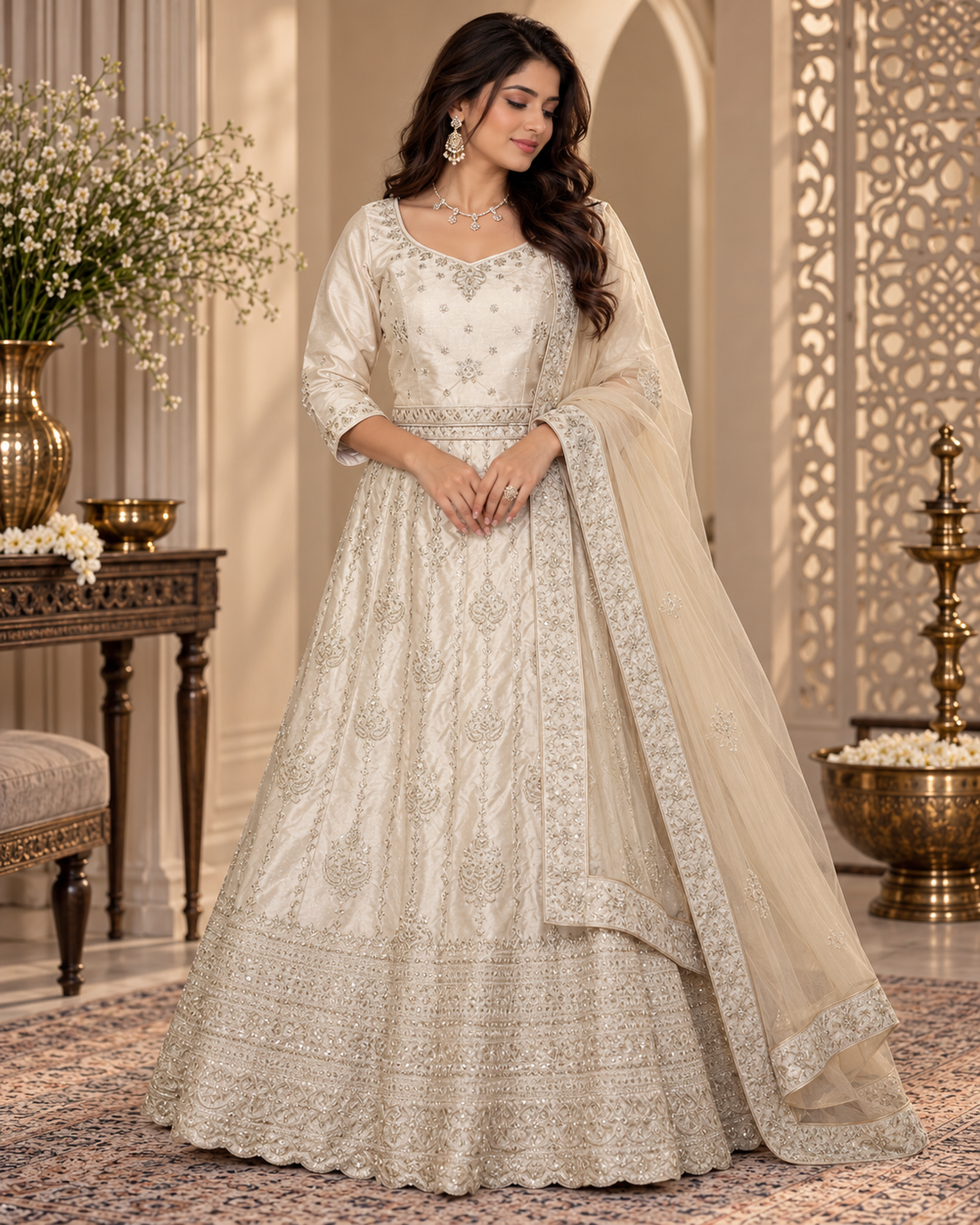 Embroidered Viscose Silk Lehenga Set