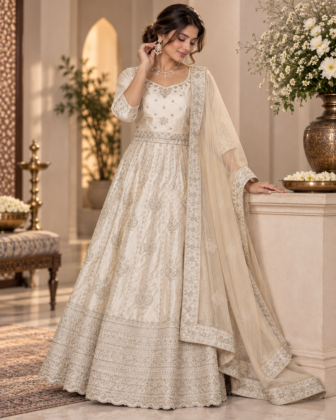 Embroidered Viscose Silk Lehenga Set