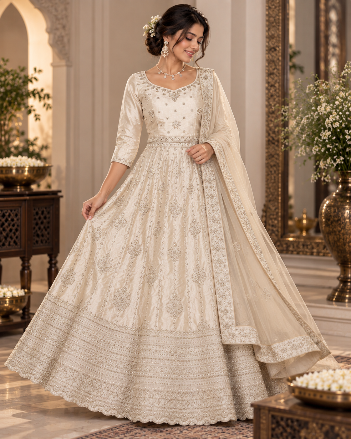 Embroidered Viscose Silk Lehenga Set