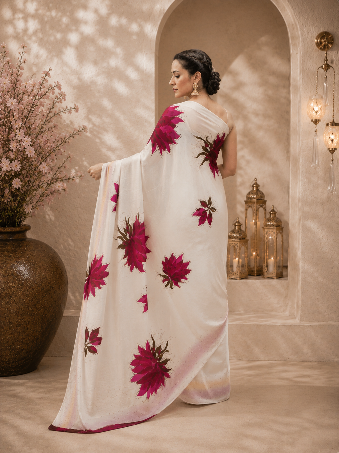 Floweral Print Satin silk saree  ( 3121---48)