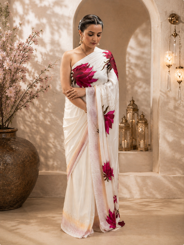 Floweral Print Satin silk saree  ( 3121---48)