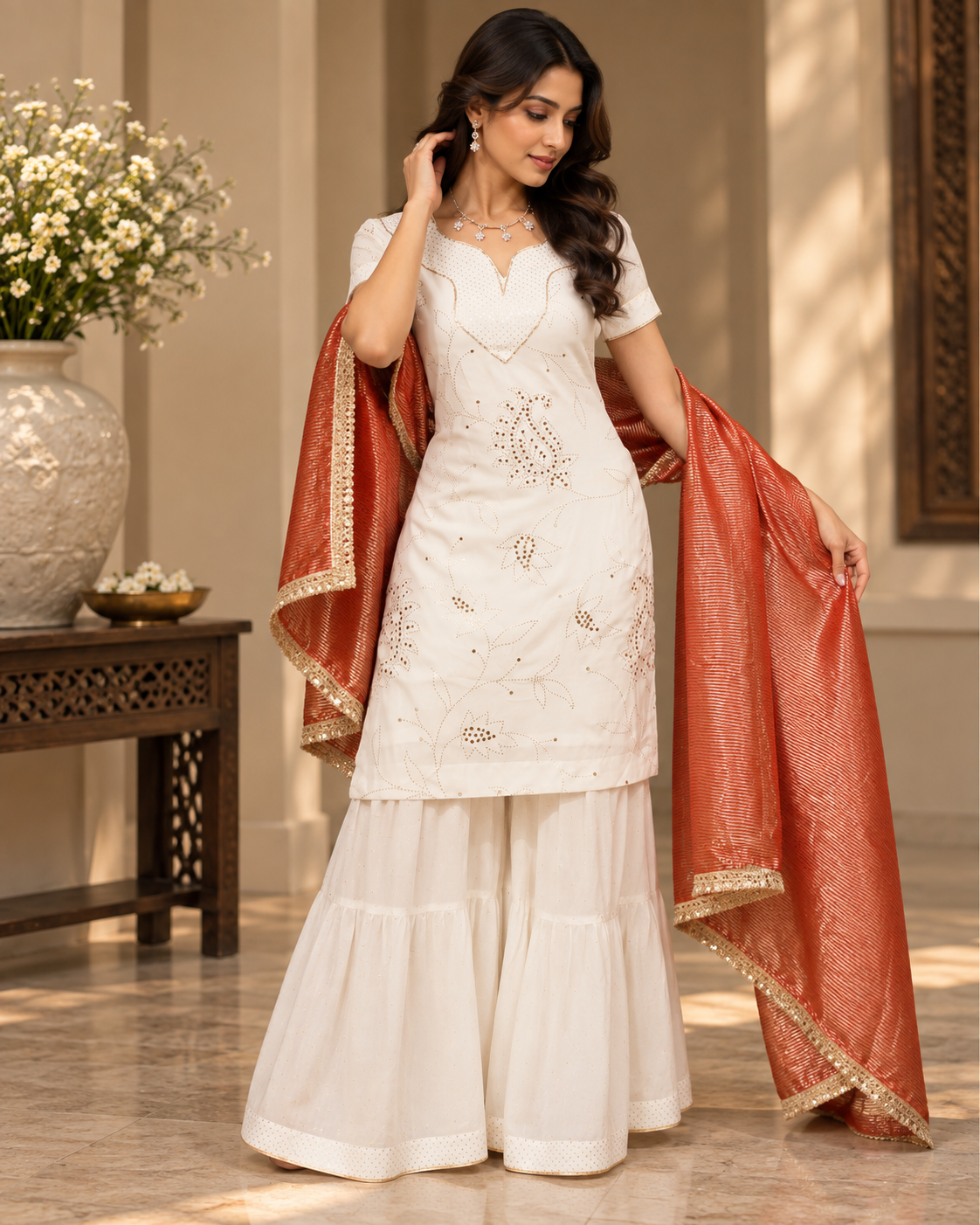 White Georgette Garara Suit