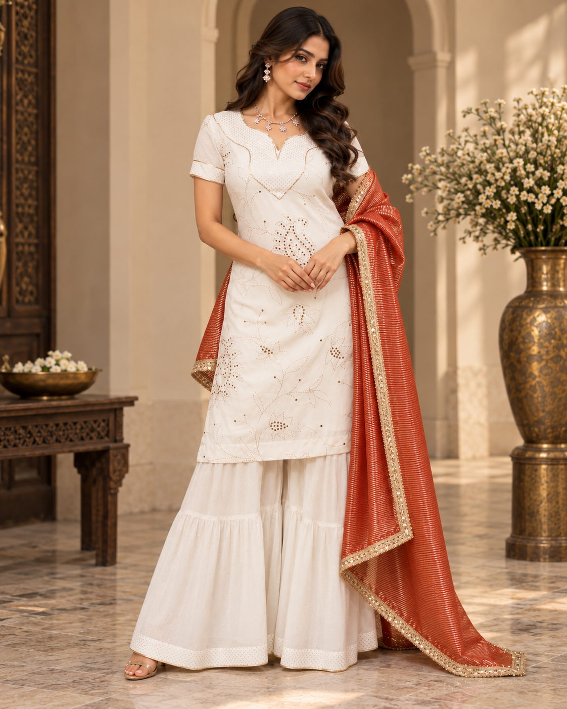 White Georgette Garara Suit