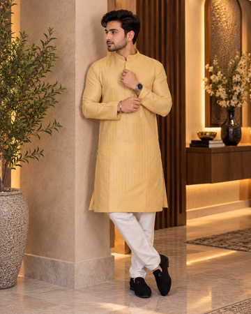 Beige Cotton Kurta Set