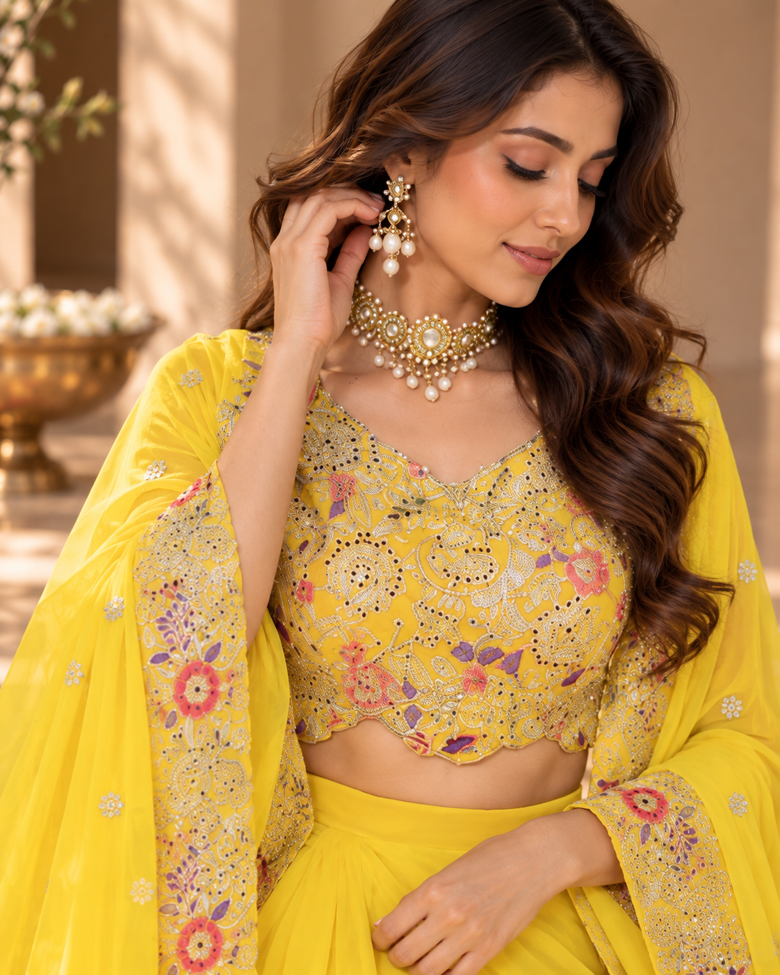 Embroidered Viscose Cape Set