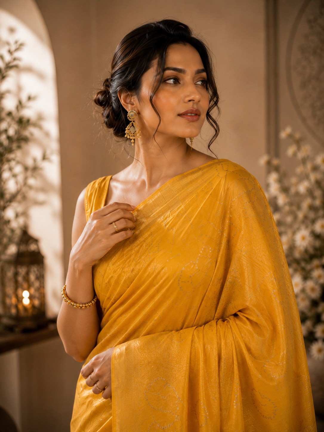 Lustrous Yellow Zari Saree
