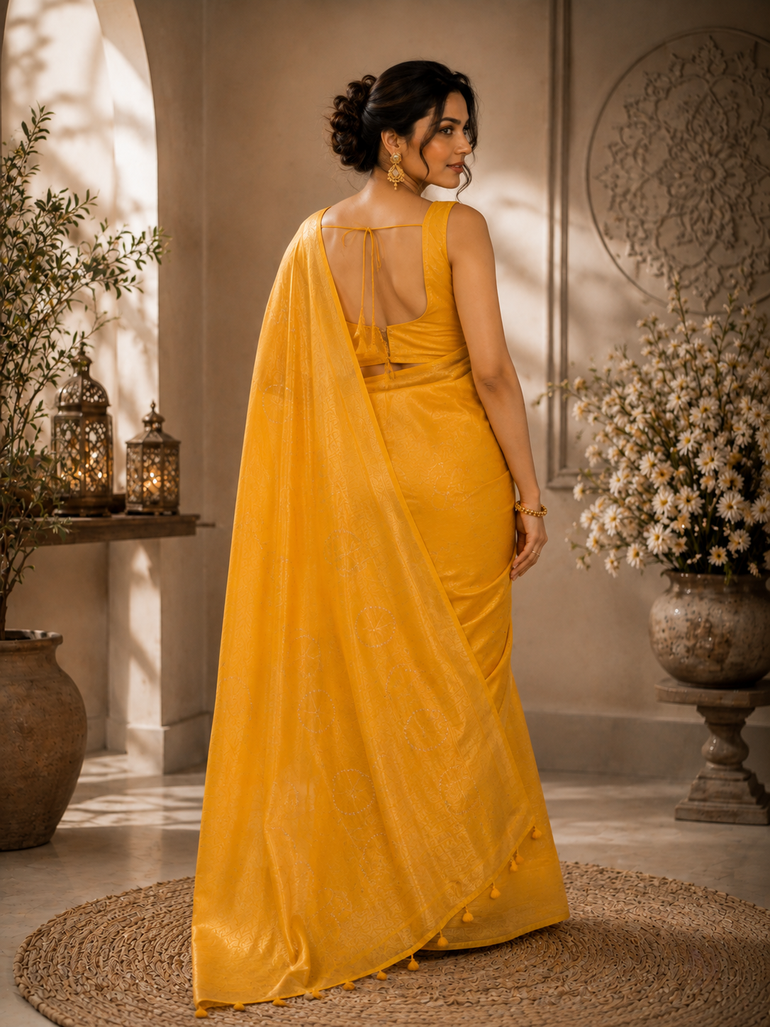 Lustrous Yellow Zari Saree