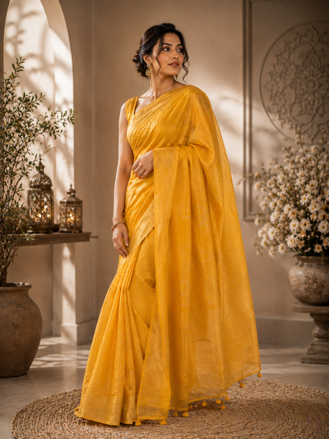 Lustrous Yellow Zari Saree