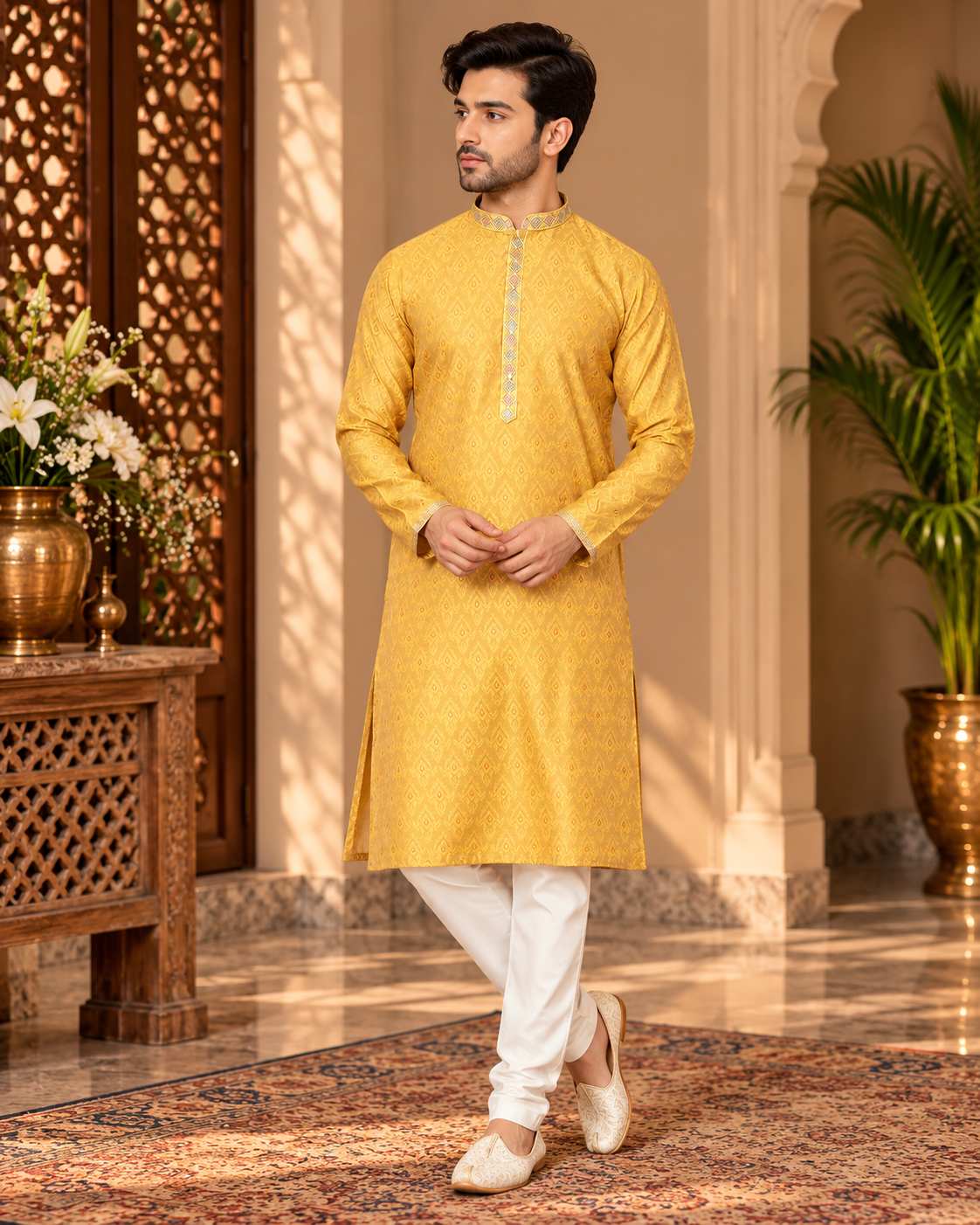 Soft Brocade Embroidered Kurta