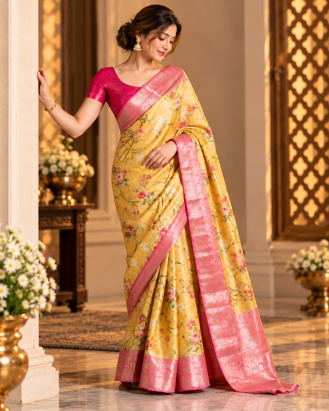 Yellow Tissue Silk Saree