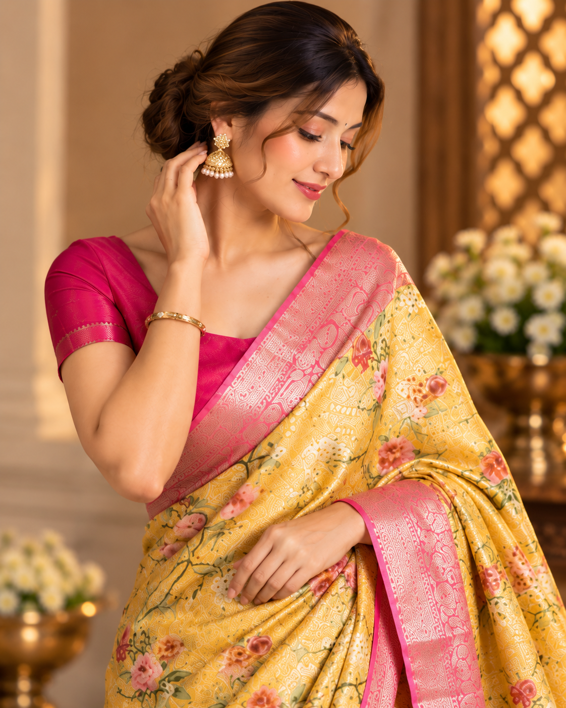 Yellow Tissue Silk Saree